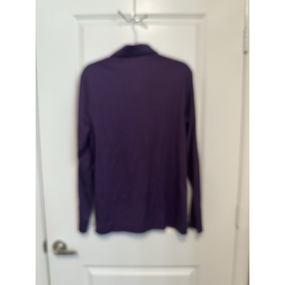 Criquet Purple Hidden Stripe Long Sleeve Polo Shirt Pima Cotton Blend M - Picture 3 of 5